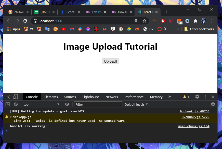 Screenshot of React app.