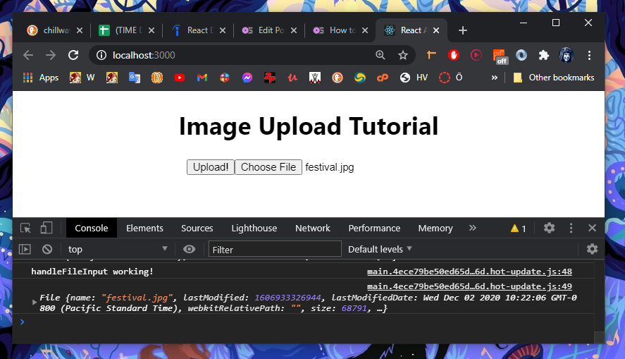 React form data screenshot.