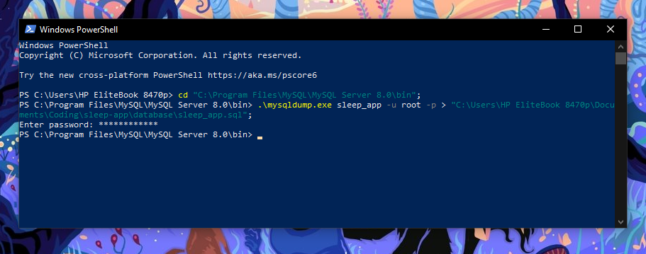 Screenshot of Windows PowerShell.