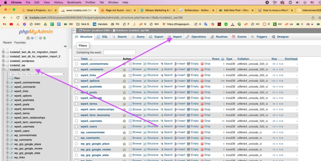 phpmyadmin dashboard