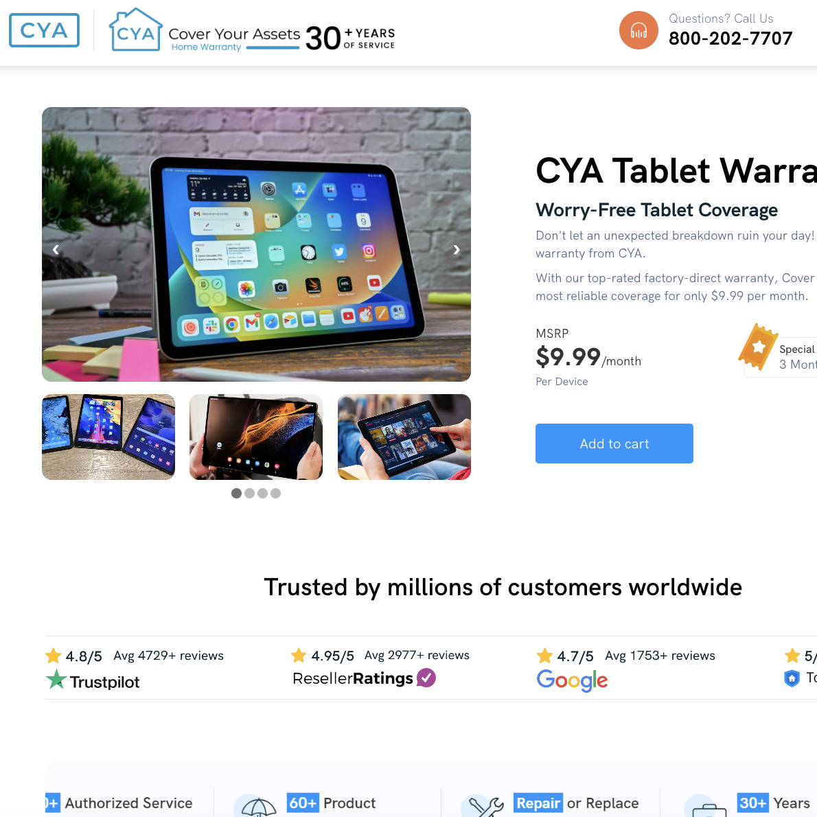 CYA Insure tablet page